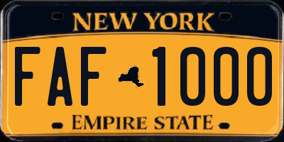 NY license plate FAF1000