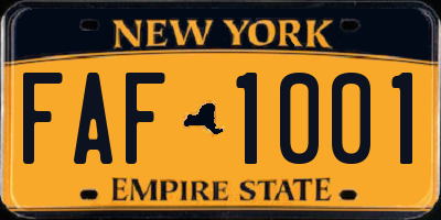 NY license plate FAF1001