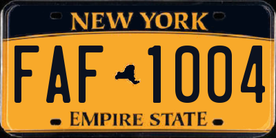 NY license plate FAF1004