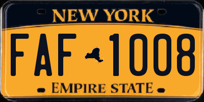 NY license plate FAF1008