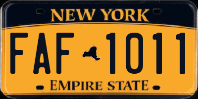 NY license plate FAF1011