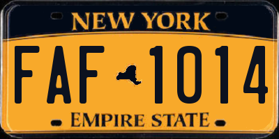 NY license plate FAF1014