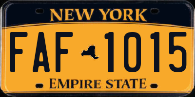 NY license plate FAF1015