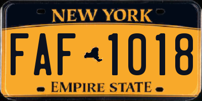 NY license plate FAF1018