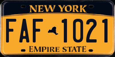 NY license plate FAF1021