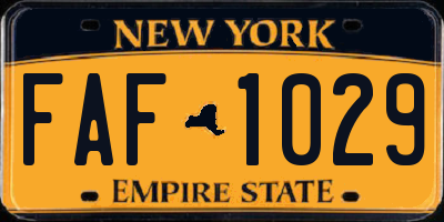 NY license plate FAF1029