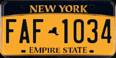 NY license plate FAF1034