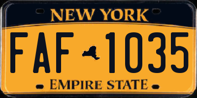 NY license plate FAF1035