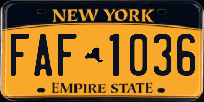 NY license plate FAF1036