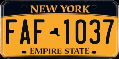 NY license plate FAF1037