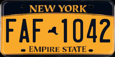 NY license plate FAF1042