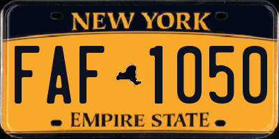 NY license plate FAF1050