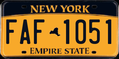 NY license plate FAF1051