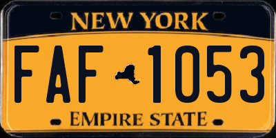 NY license plate FAF1053