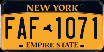 NY license plate FAF1071