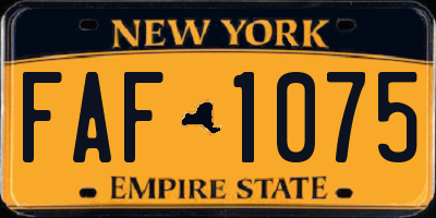 NY license plate FAF1075