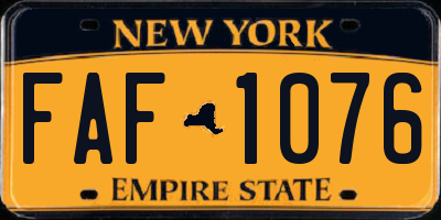 NY license plate FAF1076