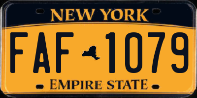 NY license plate FAF1079