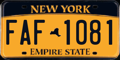 NY license plate FAF1081