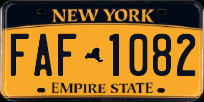 NY license plate FAF1082