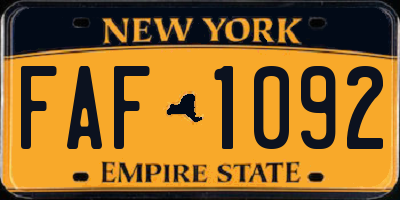 NY license plate FAF1092