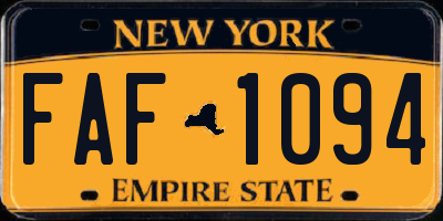 NY license plate FAF1094