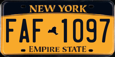 NY license plate FAF1097