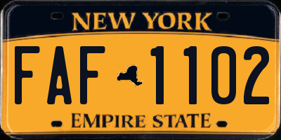 NY license plate FAF1102