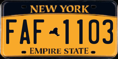 NY license plate FAF1103