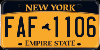 NY license plate FAF1106
