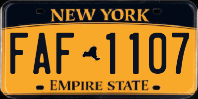 NY license plate FAF1107