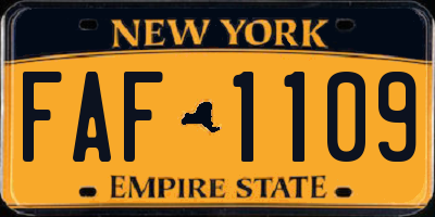 NY license plate FAF1109