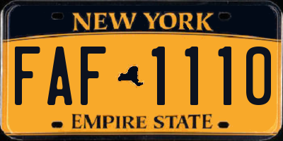 NY license plate FAF1110