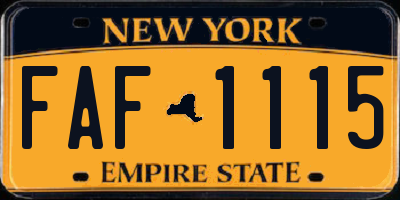 NY license plate FAF1115