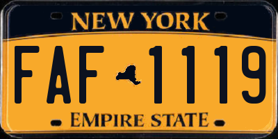 NY license plate FAF1119