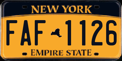 NY license plate FAF1126