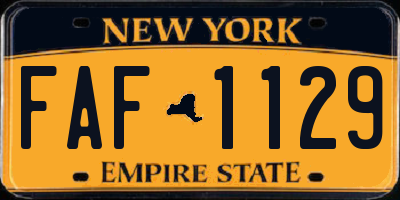 NY license plate FAF1129