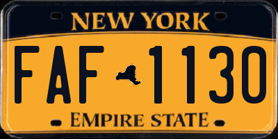 NY license plate FAF1130