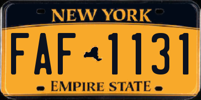 NY license plate FAF1131