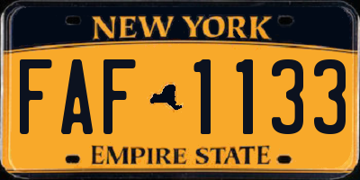 NY license plate FAF1133