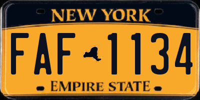 NY license plate FAF1134