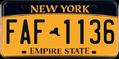 NY license plate FAF1136