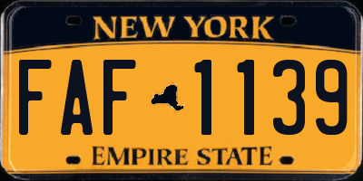 NY license plate FAF1139