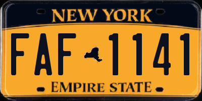 NY license plate FAF1141