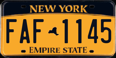 NY license plate FAF1145