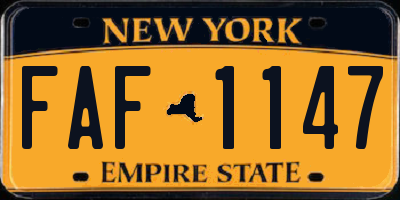 NY license plate FAF1147