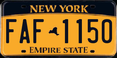 NY license plate FAF1150