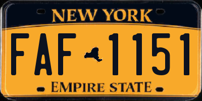 NY license plate FAF1151