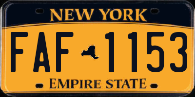 NY license plate FAF1153