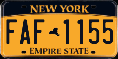 NY license plate FAF1155